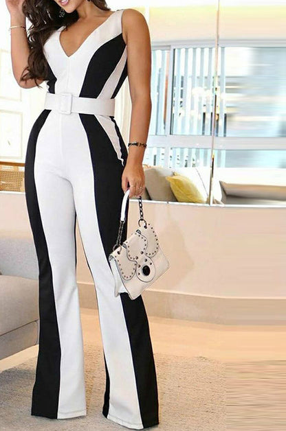 Black And White Contrast  Jumpsuit