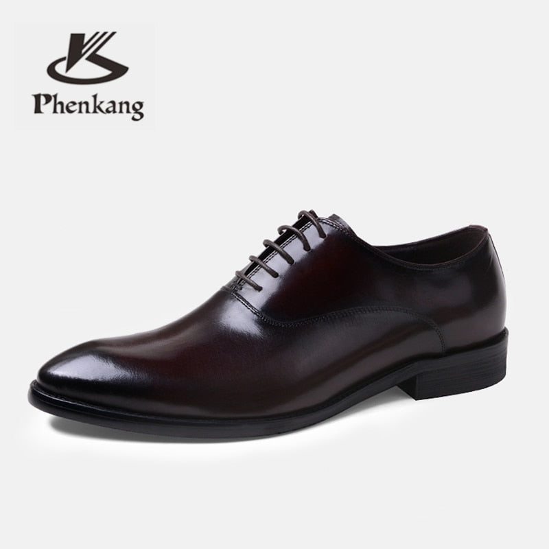 Formal Shoes Genuine Leather Oxford Shoes Wedding Shoes Laces Leather Brogues - Plushlegacy
