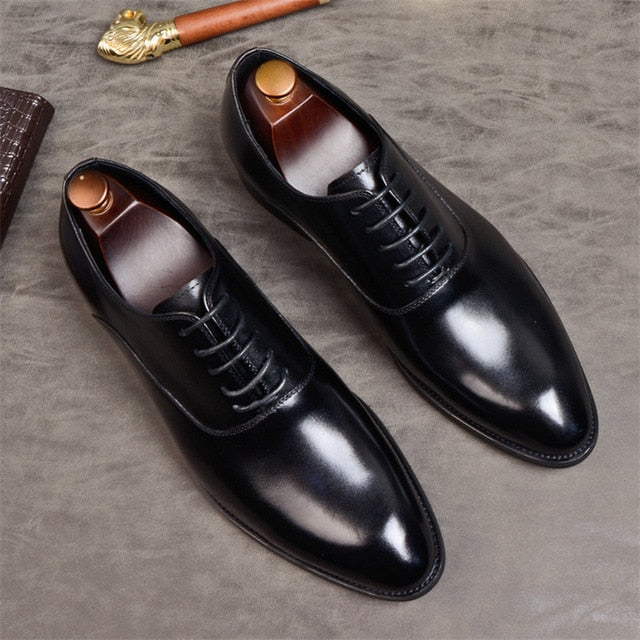 Formal Shoes Genuine Leather Oxford Shoes Wedding Shoes Laces Leather Brogues - Plushlegacy