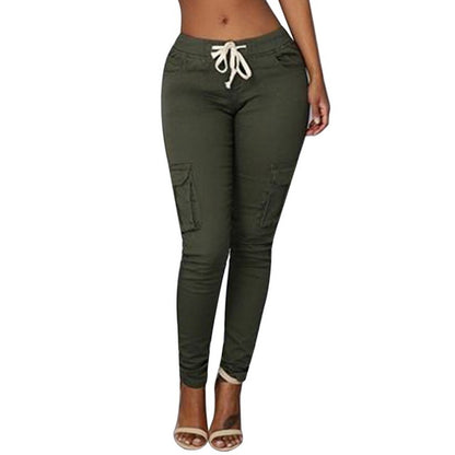 Plus Size Pants Women 2018 New Spring Casual Skinny Pencil Pants Female Waist Drawstring Fahion Army Green Trousers 4XL - Plushlegacy