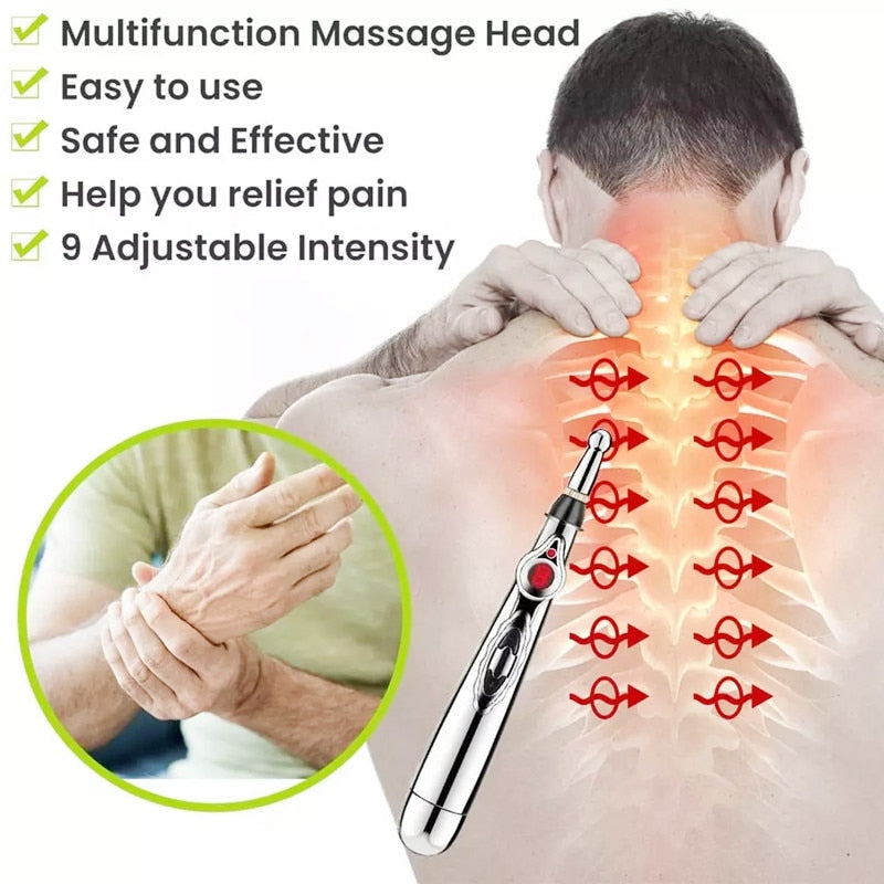 Electric Acupuncture Point Massage Pen Pain Relief Laser Therapy Electronic Meridian Energy Pen Body Head Back Neck Leg Massager - Plushlegacy