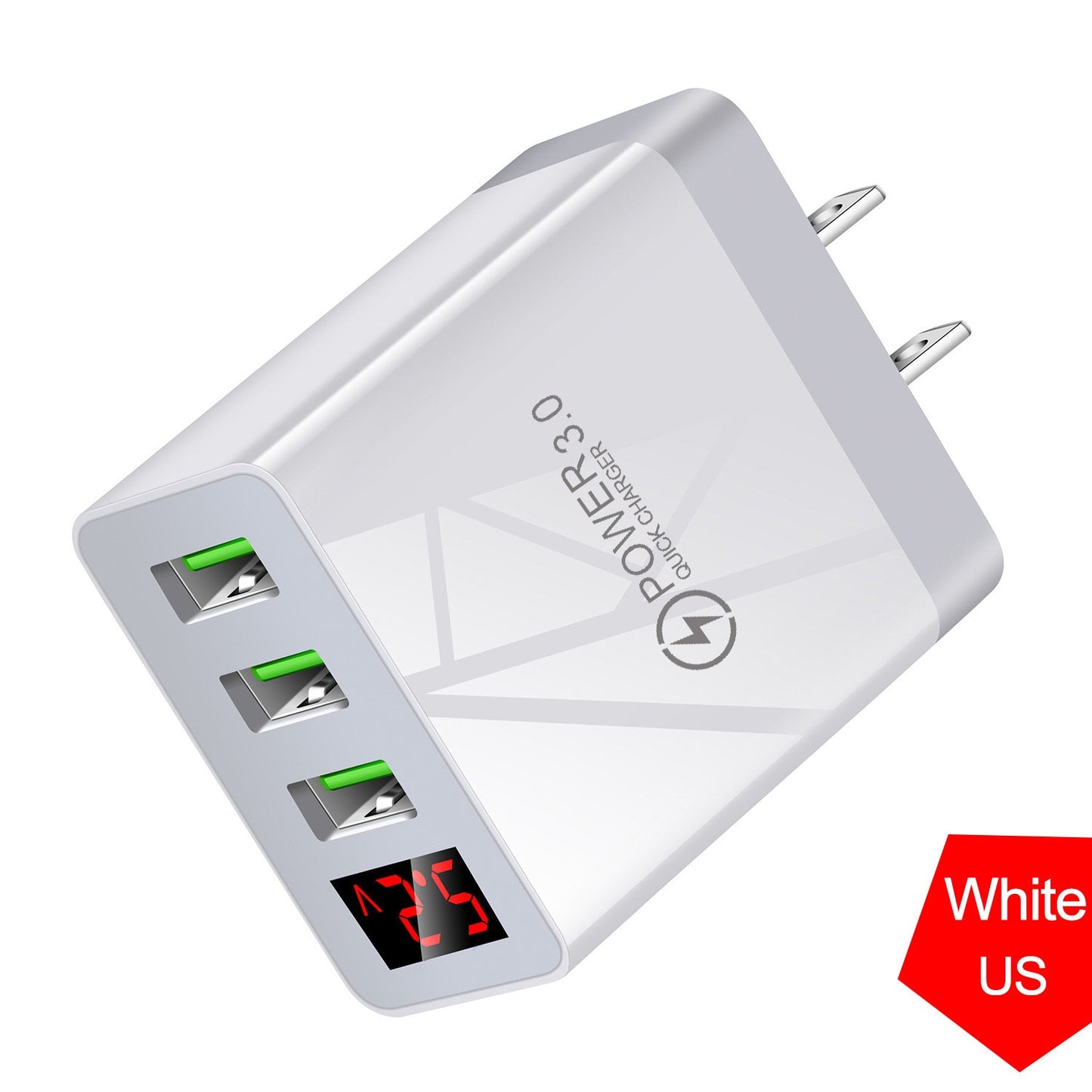 Quick charge 3.0 USB Charger for iPhone 12 pro 11 Xiaomi Samsung Huawei 5V 3A Digital Display Fast Charging Wall Phone Charger - Plushlegacy