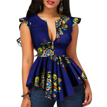 Clothing Top Dashiki Print  Ankara Plus Size S-2XL Summer T-shirts Ethnic Short Sleeve Ladies African Dress - Plushlegacy